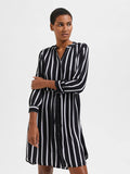 Damina 7/8 Aop Dress - Black W/Stripes