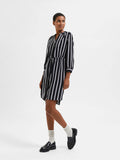 Damina 7/8 Aop Dress - Black W/Stripes