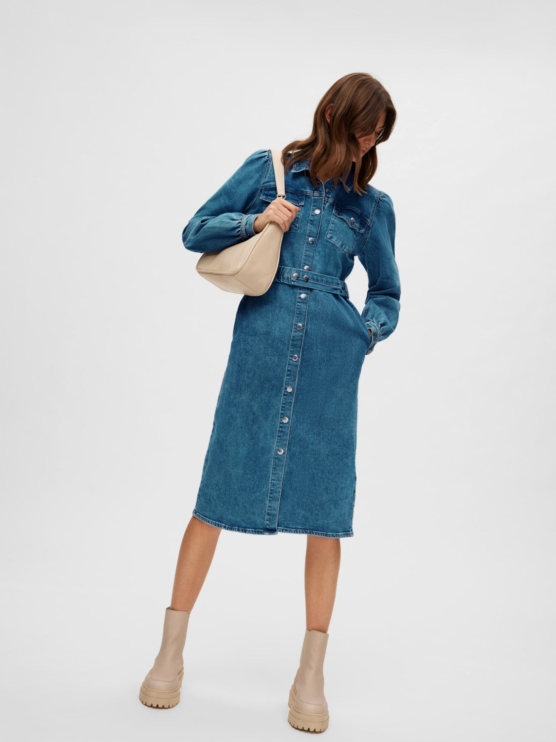 Karna Ls Dress - Light Blue Denim