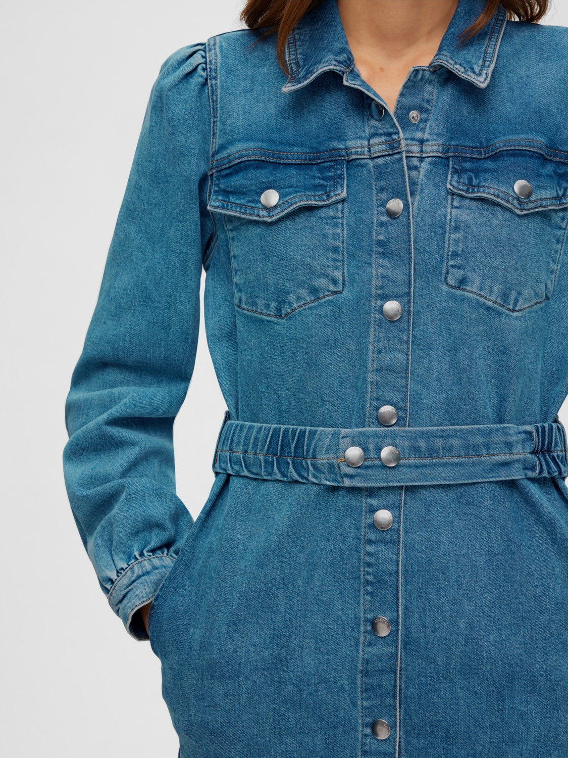 Karna Ls Dress - Light Blue Denim