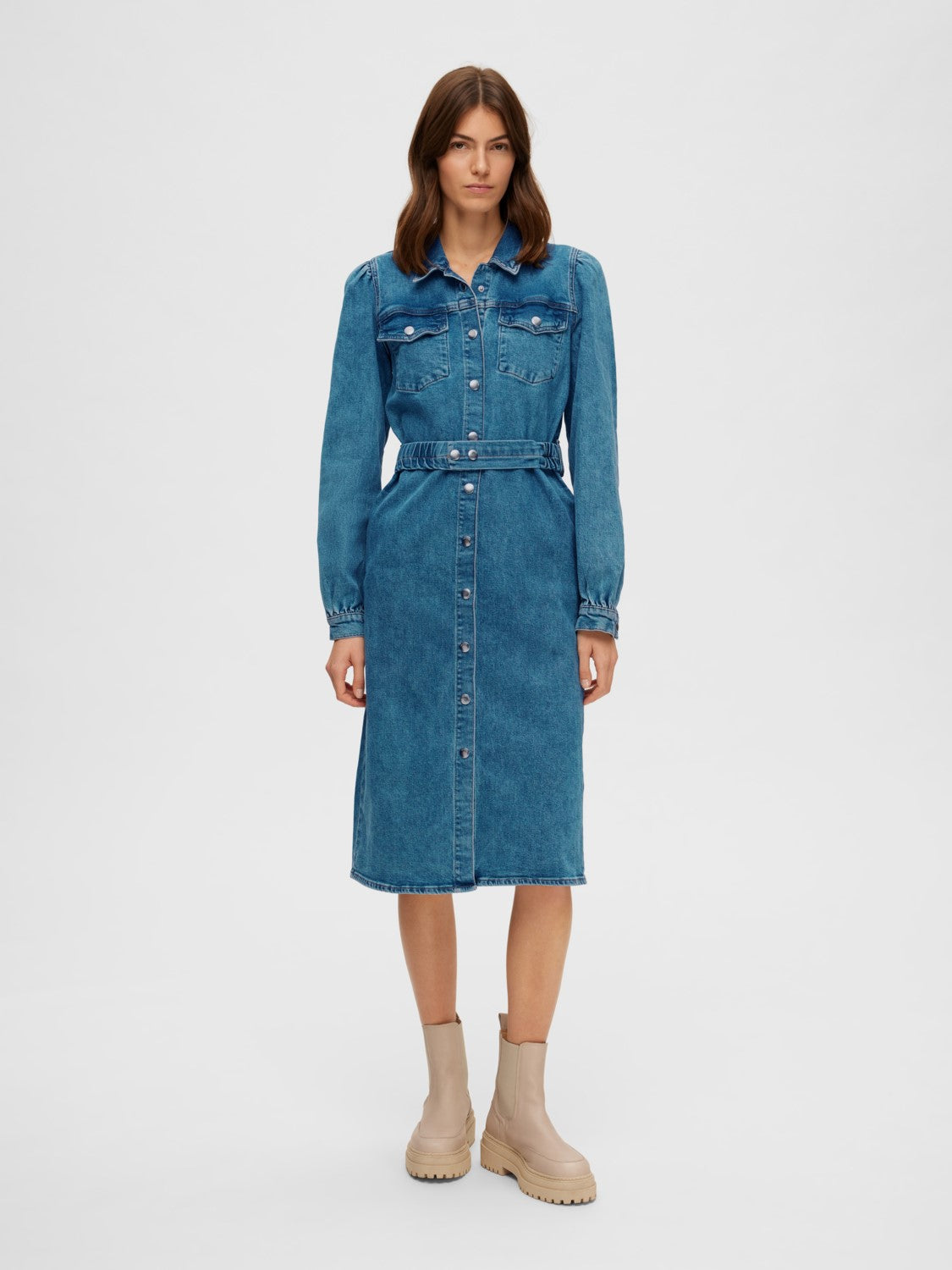 Karna Ls Dress - Light Blue Denim