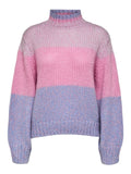 Suanne Stripe Ls Knit Highneck - Orchid Petal/Cornflower Blue