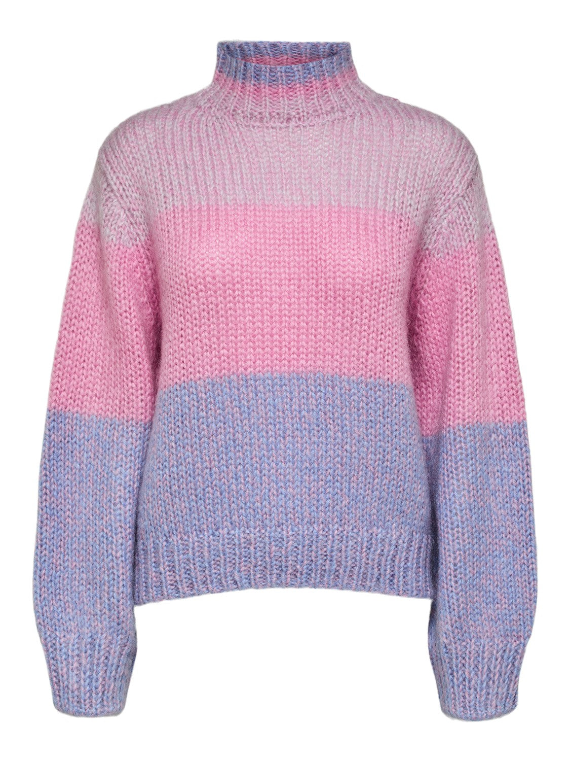 Suanne Stripe Ls Knit Highneck - Orchid Petal/Cornflower Blue