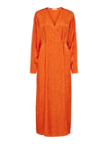 Abienne Ls Satin Ankle Wrap Dress - Orangeade