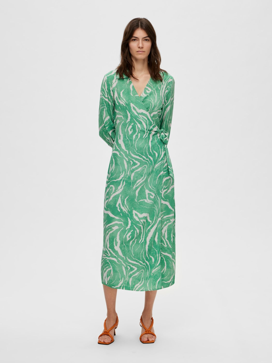 Sirine Ls Midi Wrap Dress - Absinthe Green