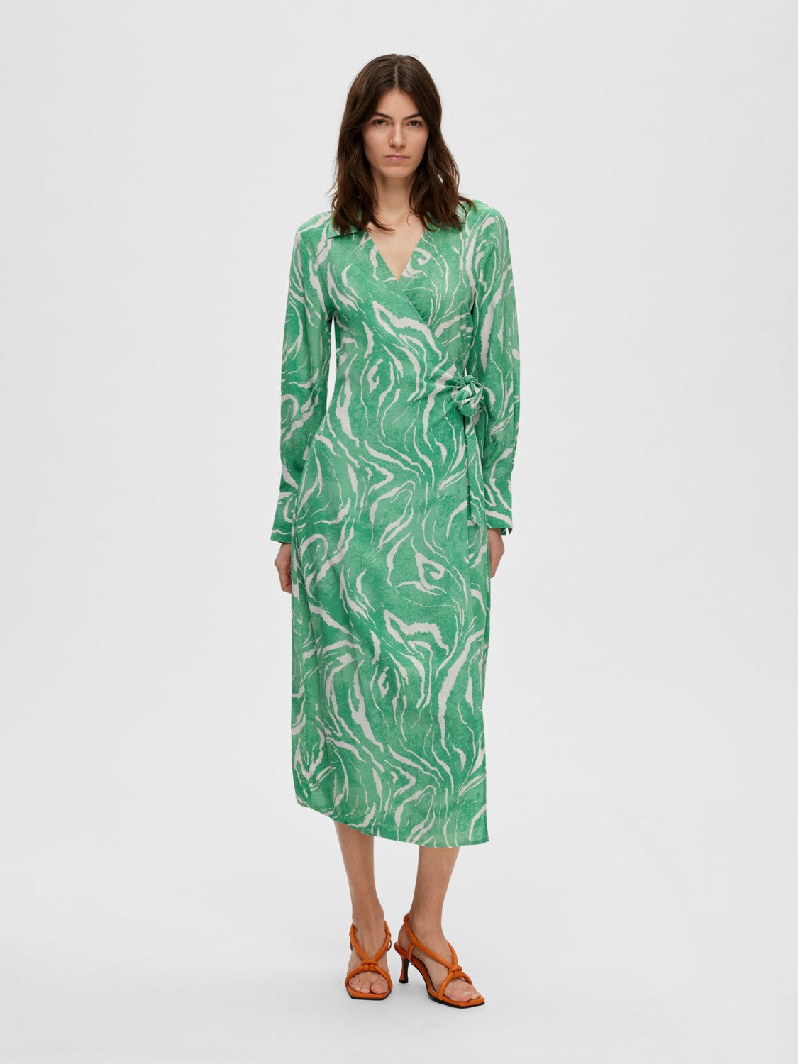 Sirine Ls Midi Wrap Dress - Absinthe Green