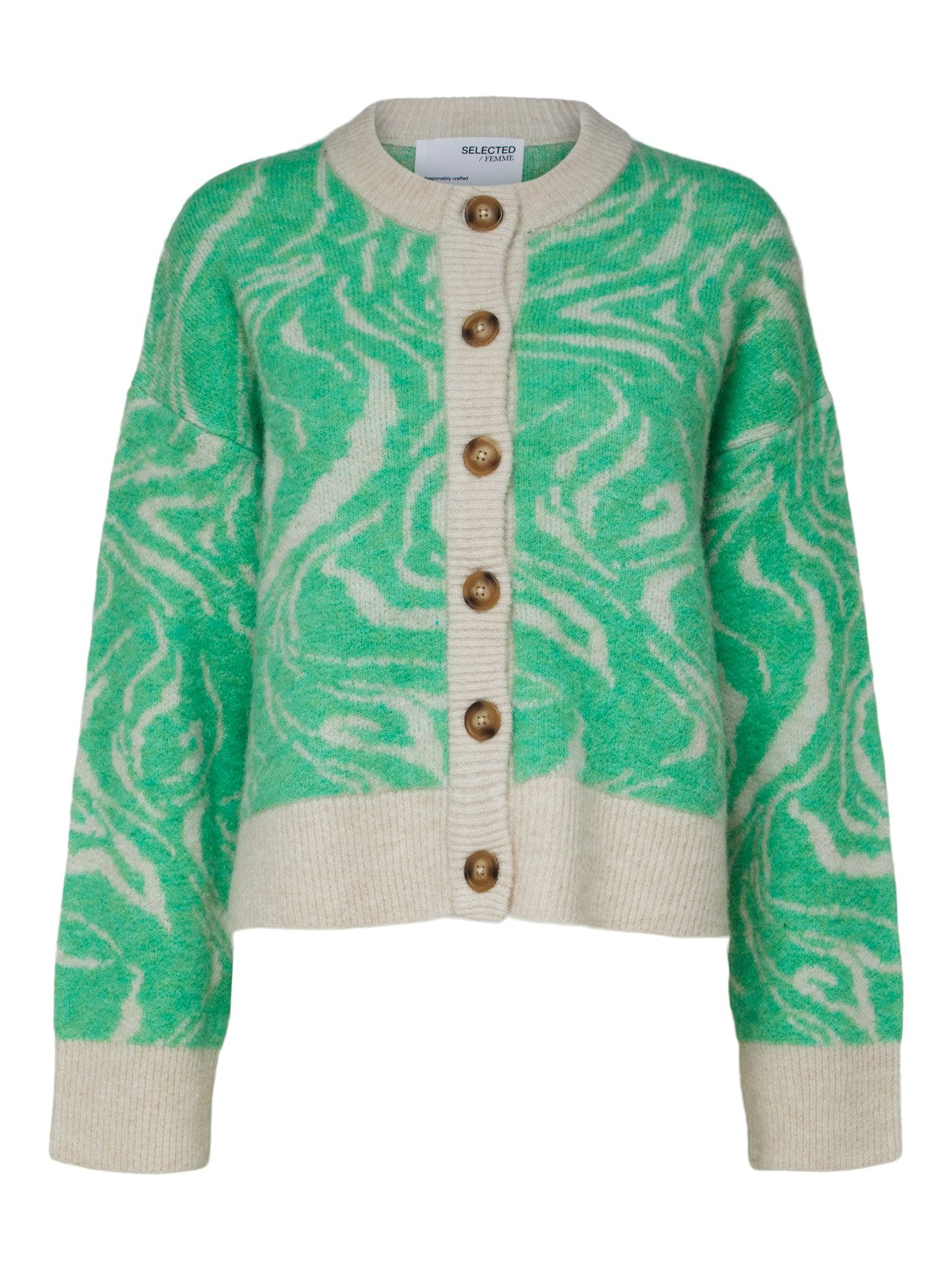 Sissi Ls Knit O-Neck Cardigan - Absinthe Green