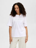 Vilja SS Printed Tee - Bright White Ab Green
