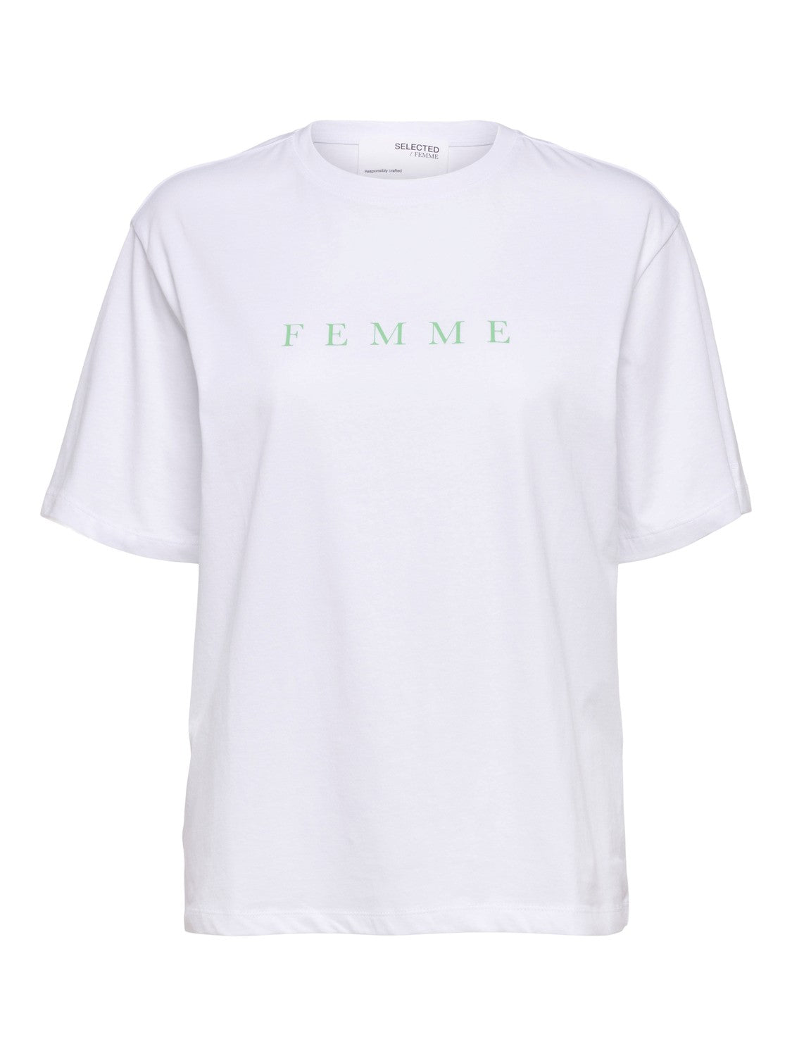 Vilja SS Printed Tee - Bright White Ab Green