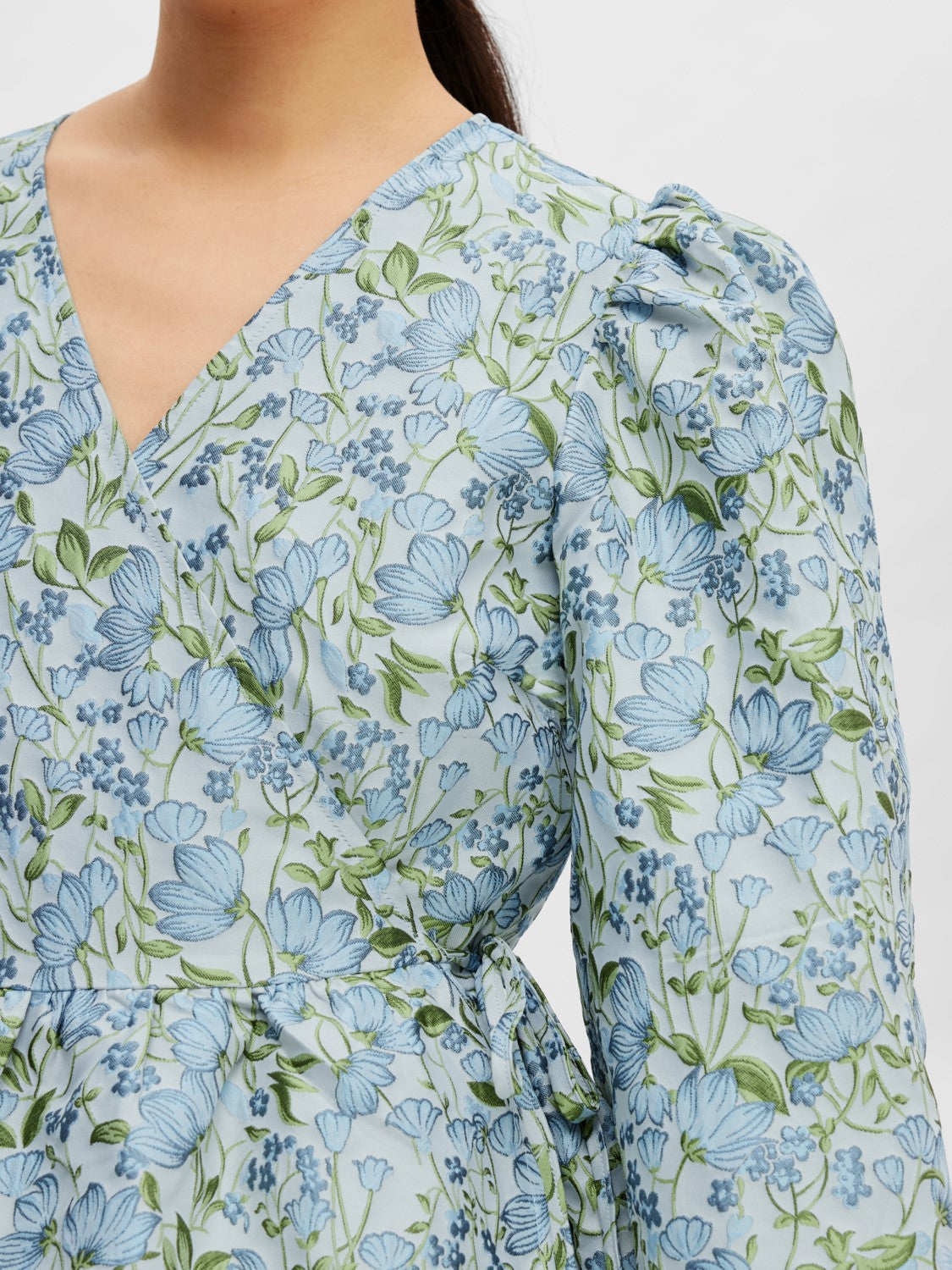 Aliana-Siv Jaquard Ls Short Dress - Blue Heron