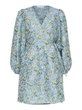 Aliana-Siv Jaquard Ls Short Dress - Blue Heron