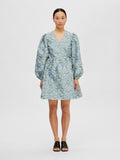 Aliana-Siv Jaquard Ls Short Dress - Blue Heron