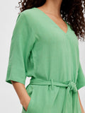 Viva 2/4 Long Linen Jumpsuit - Absinthe Green