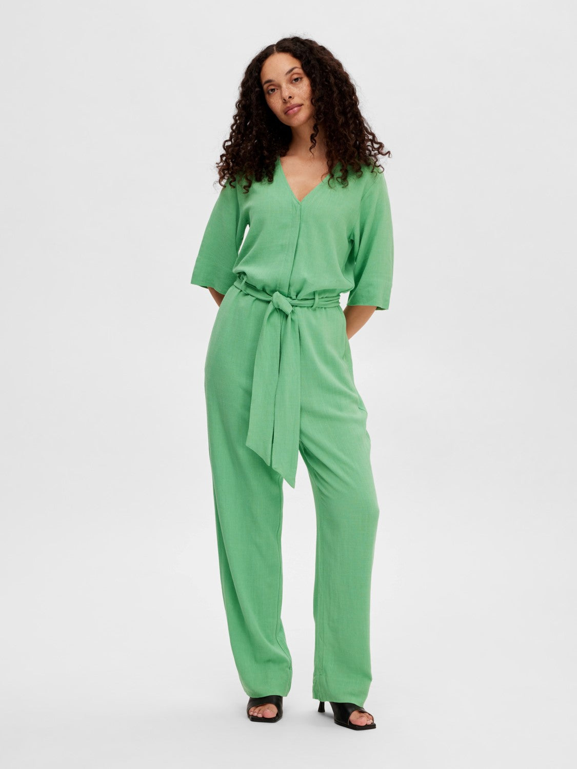 Viva 2/4 Long Linen Jumpsuit - Absinthe Green