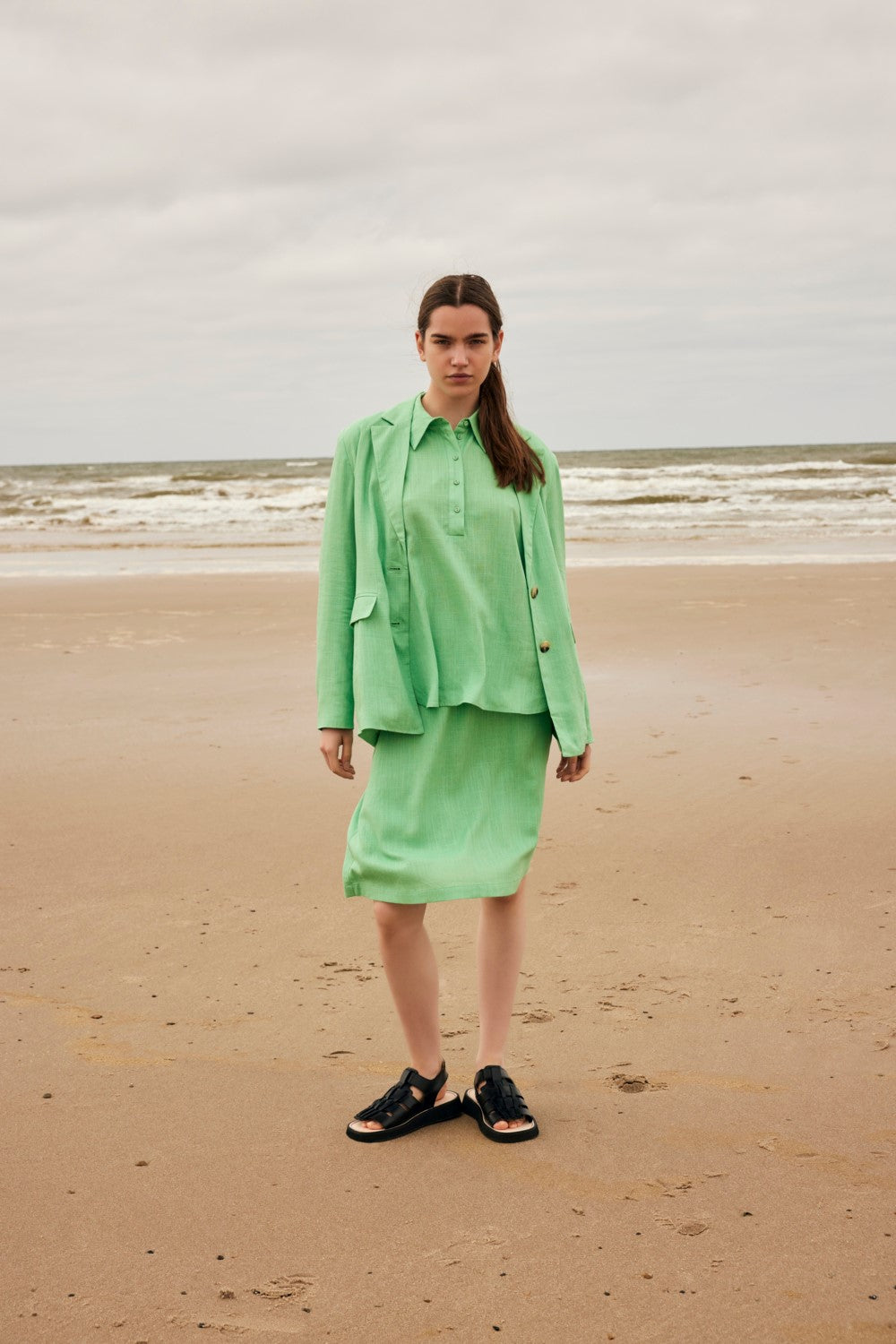 Viva Ls Linen Top - Absinthe Green