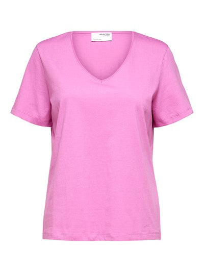 Essential Ss V-Neck Tee - Cyclamen