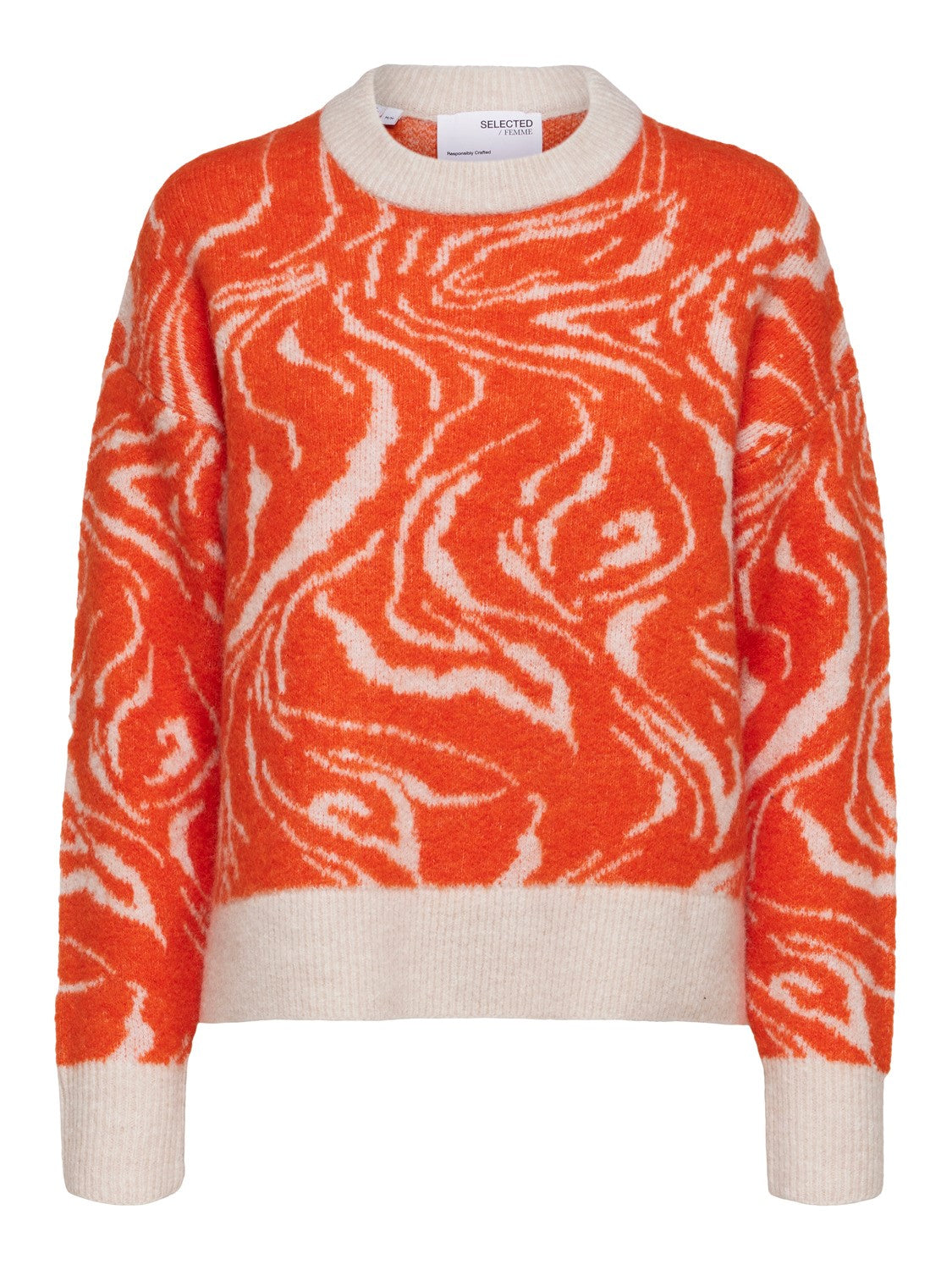 Sissi Ls Knit O-Neck - Orangeade