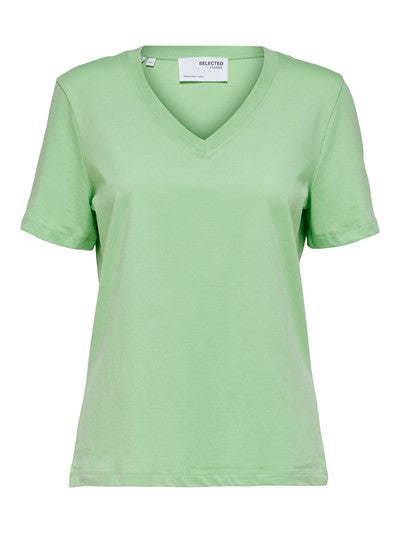 Essential Ss V-Neck Tee - Pistachio Green