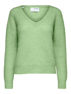 Ivi Umbra Ls Knit V-Neck - Pistachio Green Melange