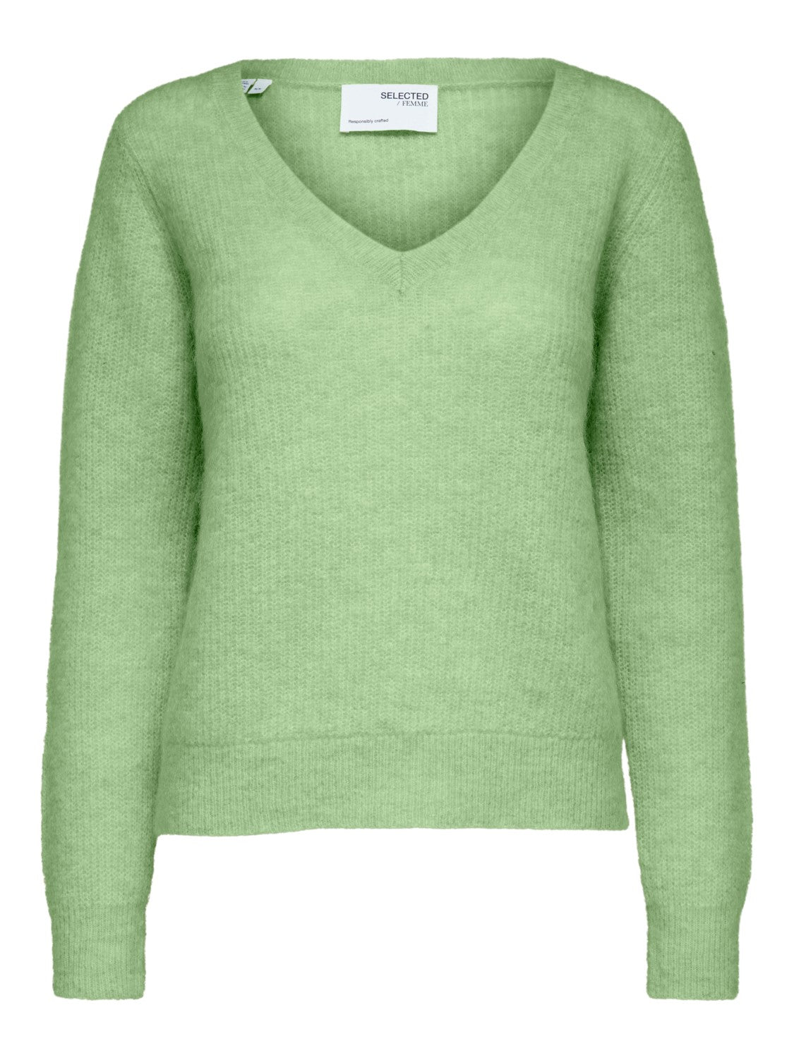 Ivi Umbra Ls Knit V-Neck - Pistachio Green Melange