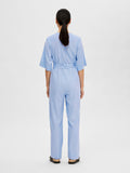 Viva 2/4 Long Linen Jumpsuit - Blue Heron