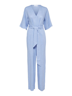 Viva 2/4 Long Linen Jumpsuit - Blue Heron