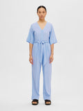 Viva 2/4 Long Linen Jumpsuit - Blue Heron