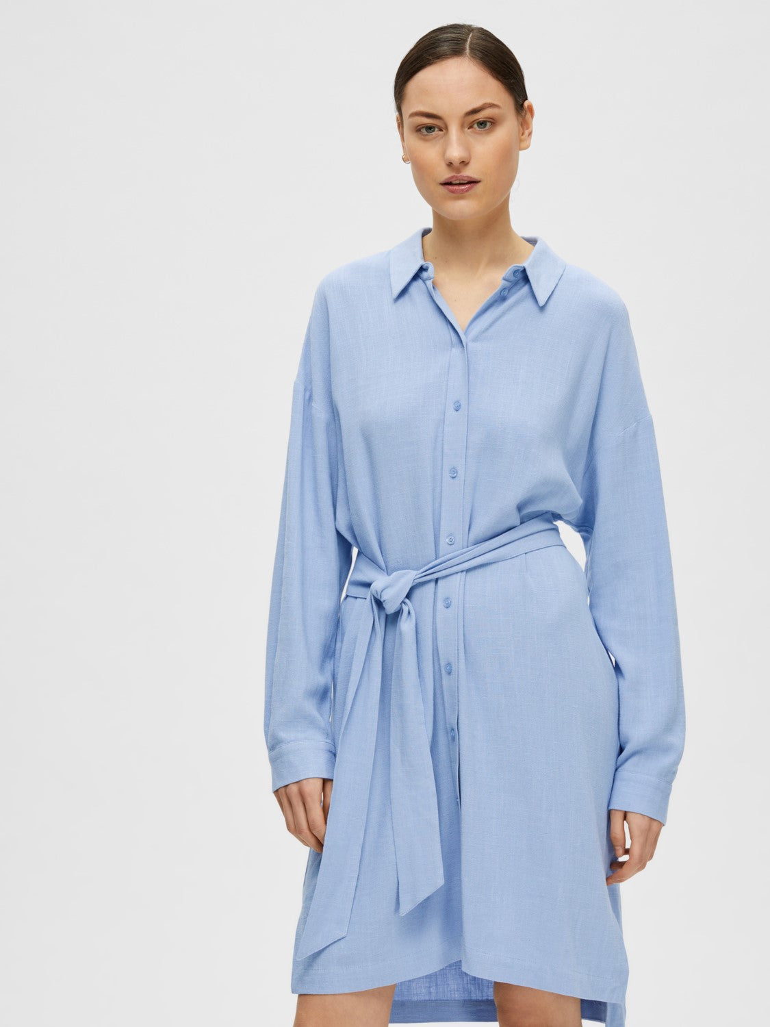 Viva-Tonia Long Linen Shirt - Blue Heron