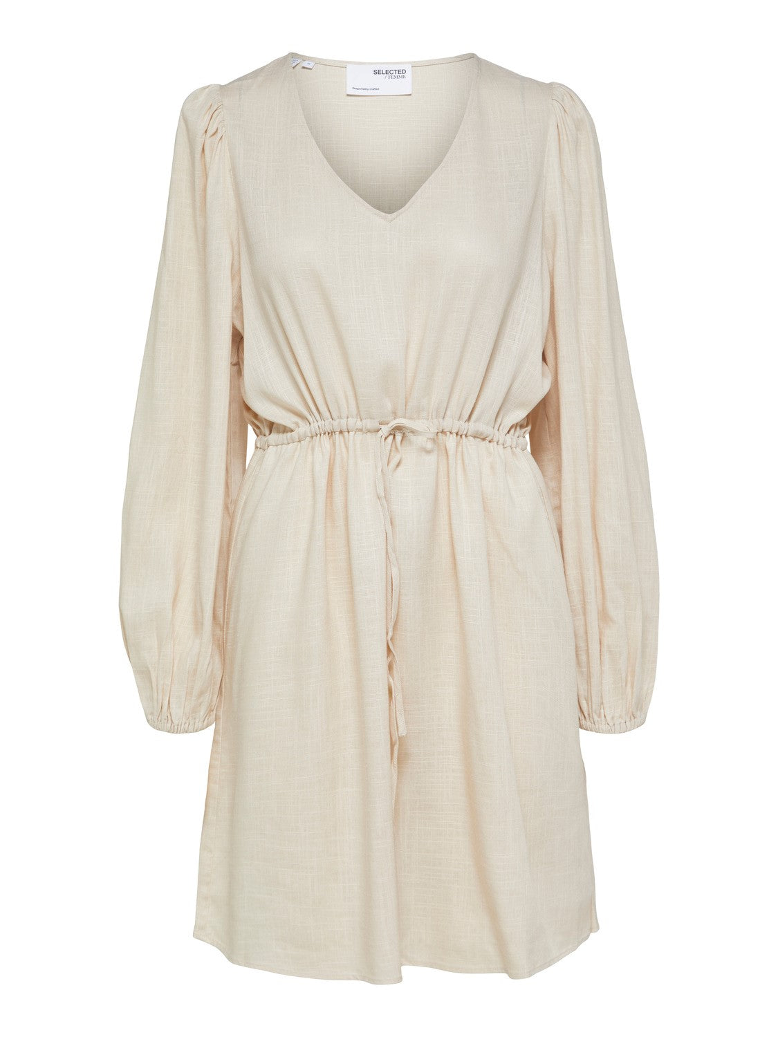Viva Ls Short Linen Dress - Sandshell
