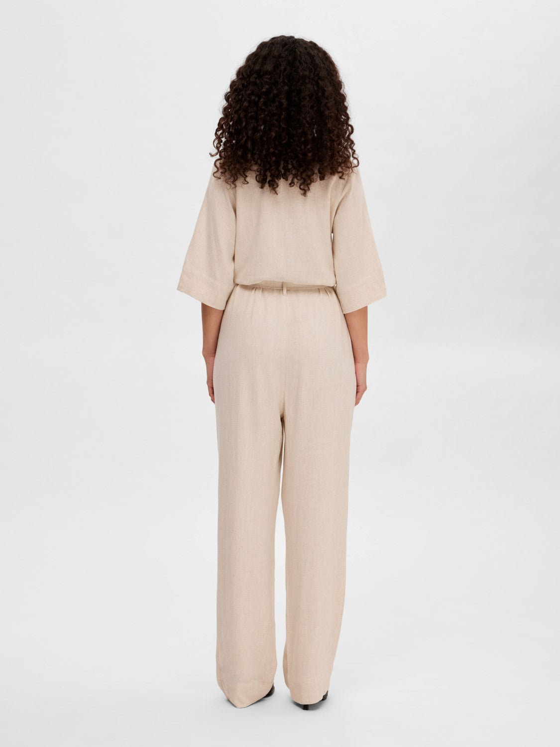 Viva 2/4 Long Linen Jumpsuit - Sandshell