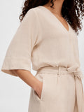 Viva 2/4 Long Linen Jumpsuit - Sandshell
