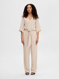 Viva 2/4 Long Linen Jumpsuit - Sandshell