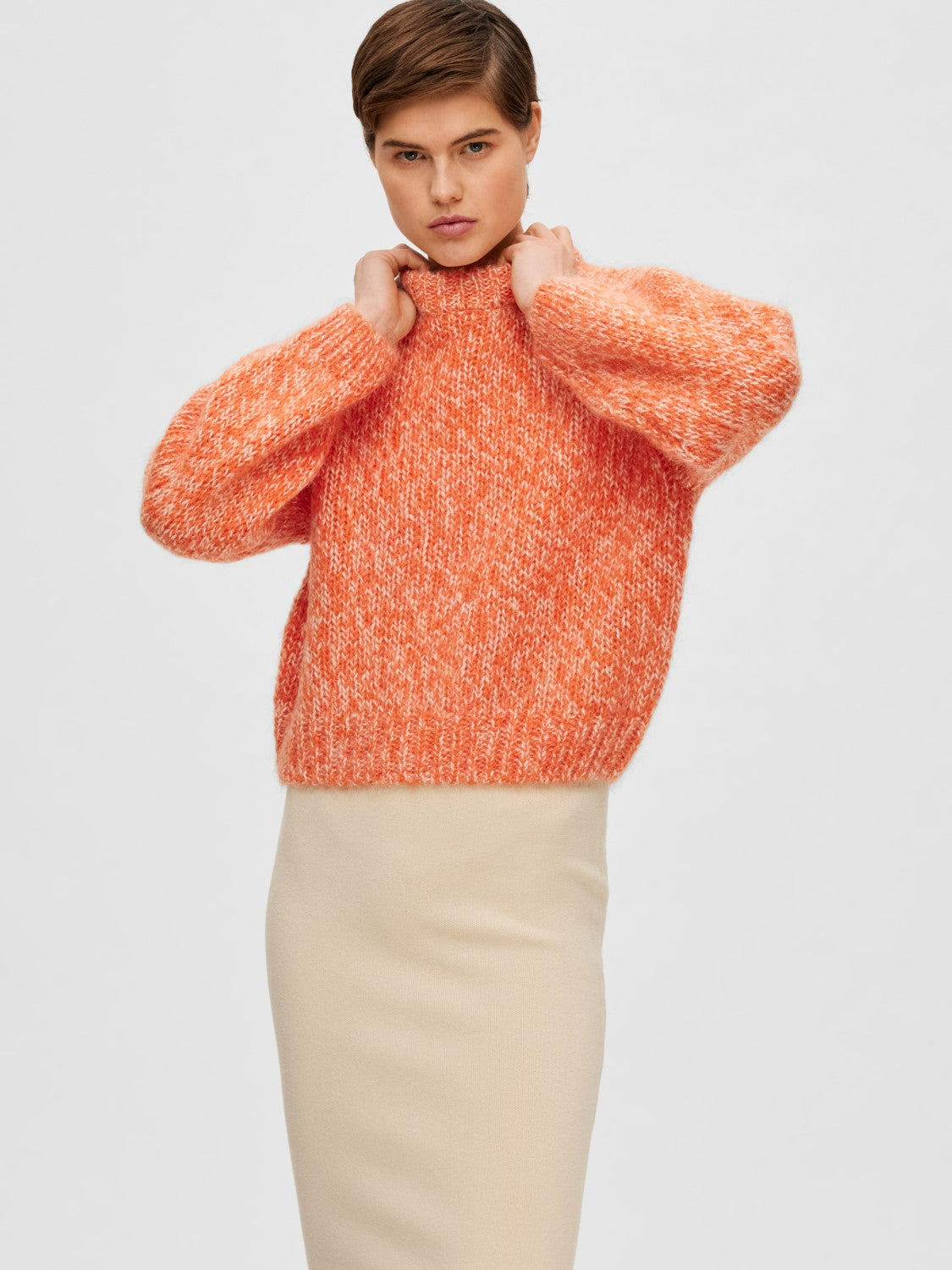 Suanne Ls Knit O-Neck - Orangeade