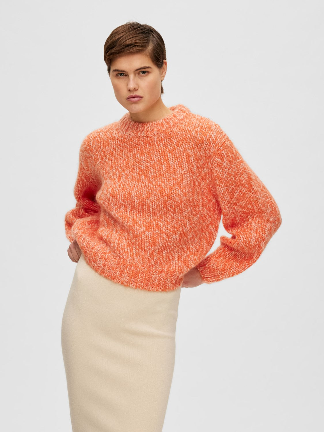 Suanne Ls Knit O-Neck - Orangeade