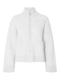 Sia Ls Knit Zipper Cardigan - Snow White Melange