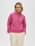 Sia Ls Knit Zipper Cardigan - Phlox Pink Melange