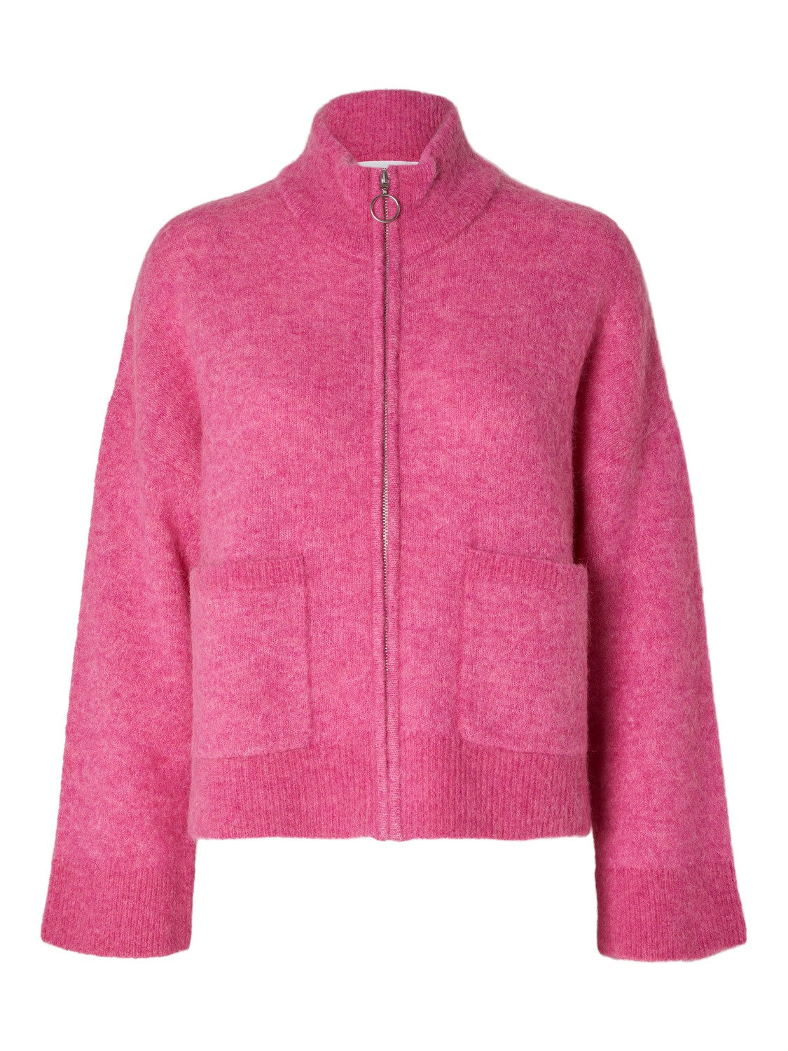 Sia Ls Knit Zipper Cardigan - Phlox Pink Melange