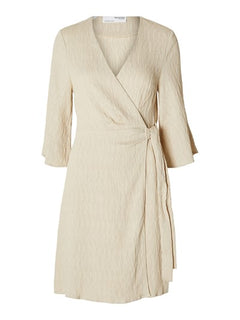 Maurine 3/4 Short Wrap Dress EX - Sandshell