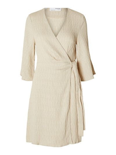Maurine 3/4 Short Wrap Dress EX - Sandshell