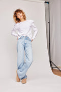 Empire Long Sleeve Blouse - Optical White
