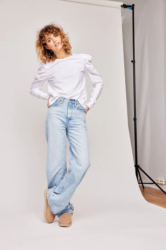 Empire Long Sleeve Blouse - Optical White