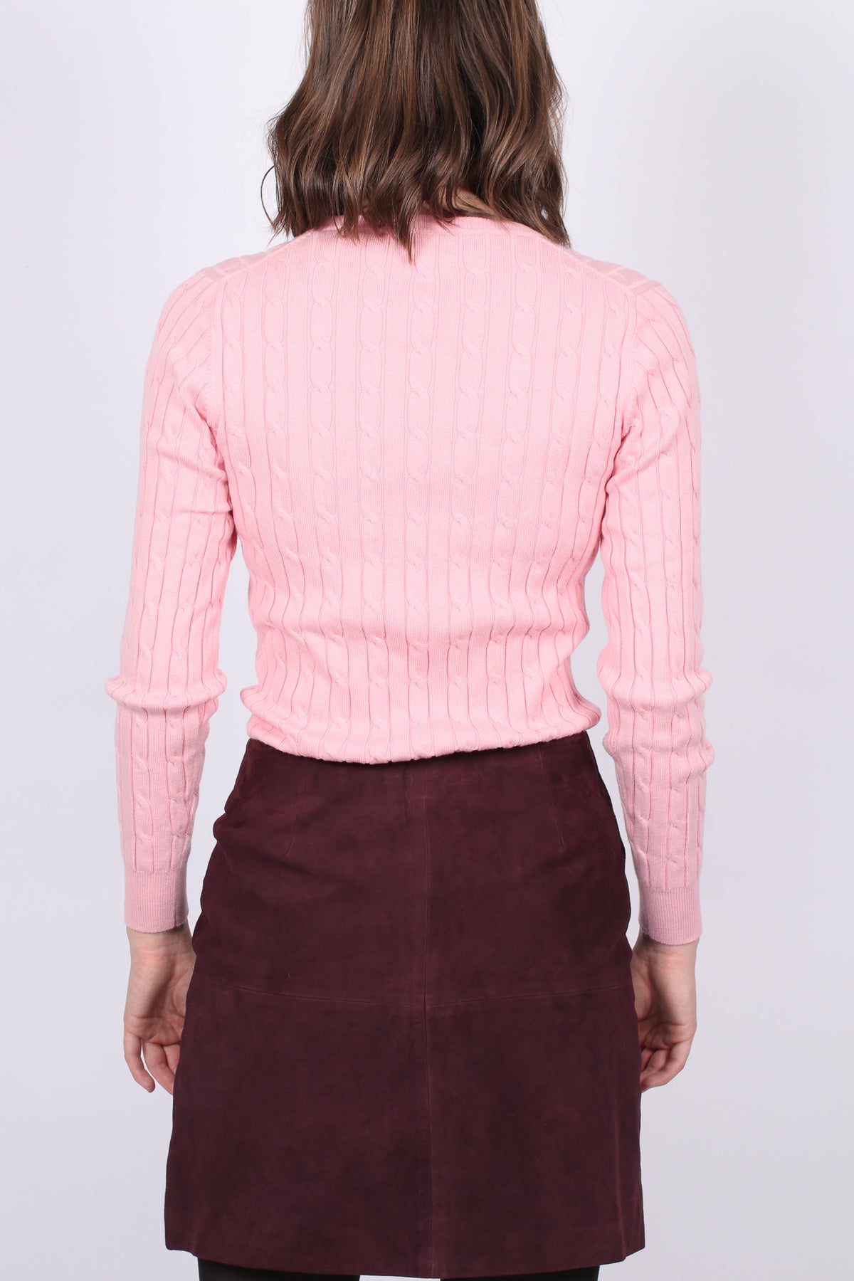 Stretch Cotton Cable Crew - Preppy Pink - GANT - Gensere - VILLOID.no