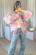 Vera Knit Cardigan - Pink/Light Blue/Yellow Pastel