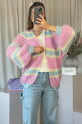 Vera Knit Cardigan - Pink/Light Blue/Yellow Pastel