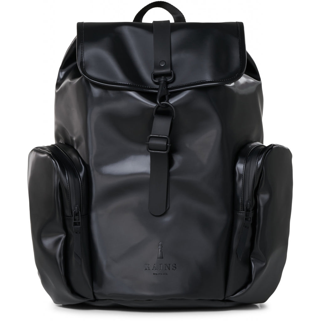 Oversize Rucksack - Shiny Black - Rains - Tilbehør - VILLOID.no