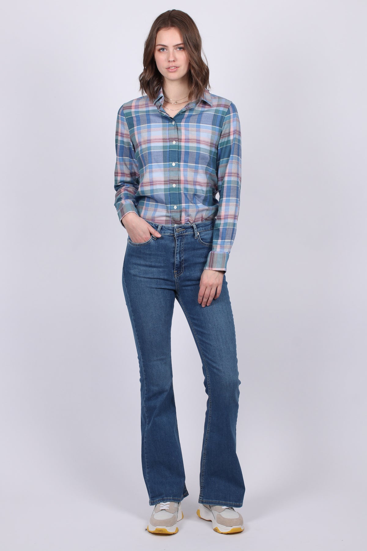 Winter Twill Madras Check Shirt - Mid Blue - GANT - Bluser & Skjorter - VILLOID.no