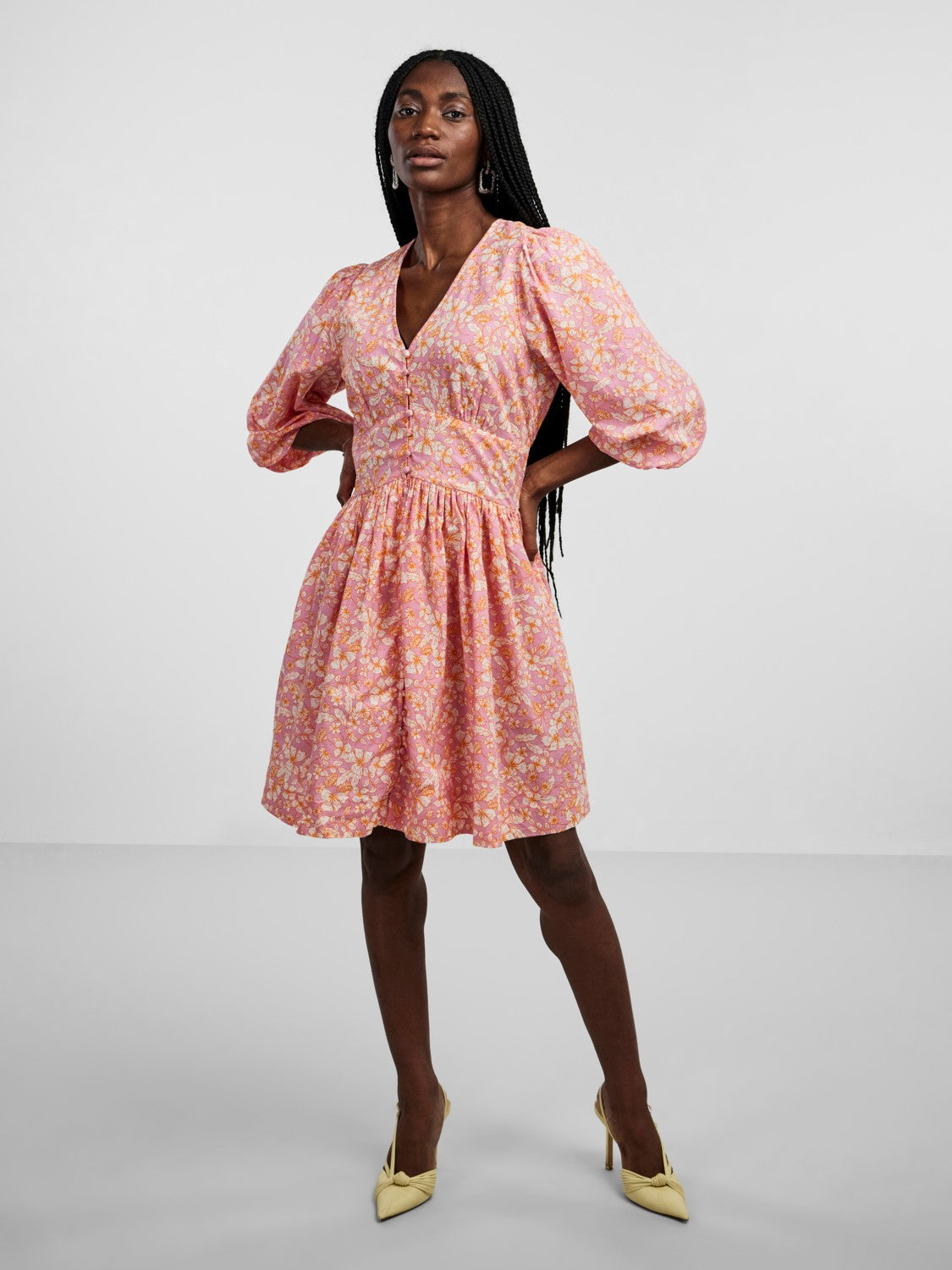 Yaslana 3/4 Shirt Dress - Rosebloom