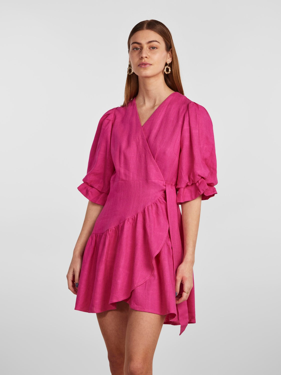 Yasprima 2/4 Wrap Dress - Fuchsia Purple