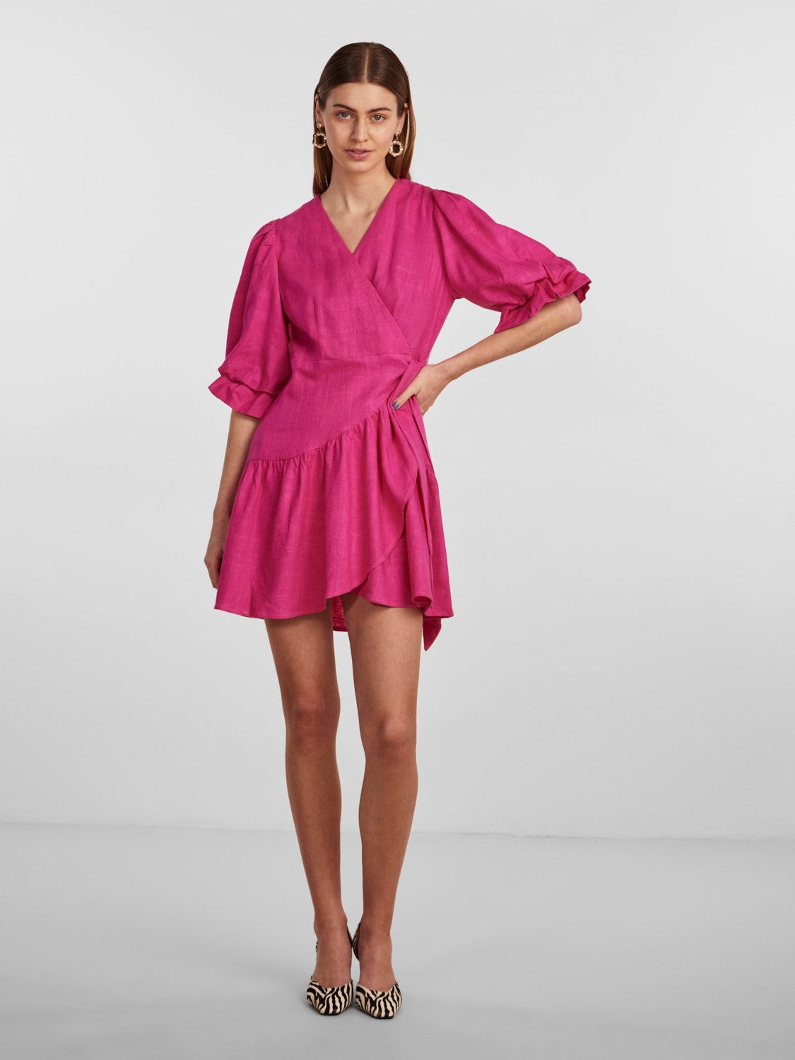 Yasprima 2/4 Wrap Dress - Fuchsia Purple