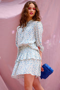 Zuez Skirt - Cream/Blue Flower
